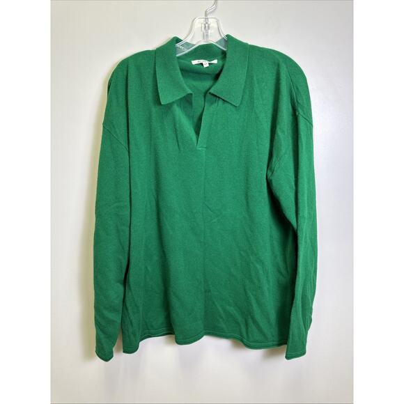 Ali Golden Oversized Collared Pullover Sweater XS/S Kelly Green Merino Wool - Picture 1 of 6